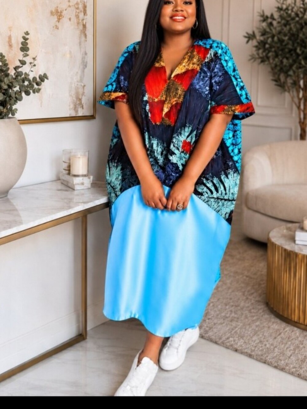 Ankara/Mikado fabric Plus DRESS - One Size